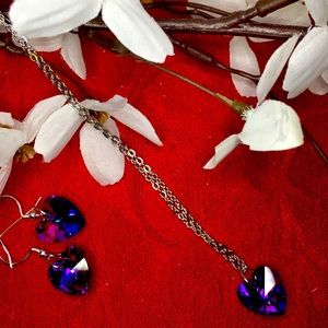 Sparkly Heart Necklace and Earring Set NWOT
